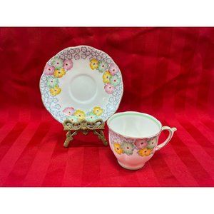 Bell China Shade Rose Teacup Saucer Set  Fine Bone